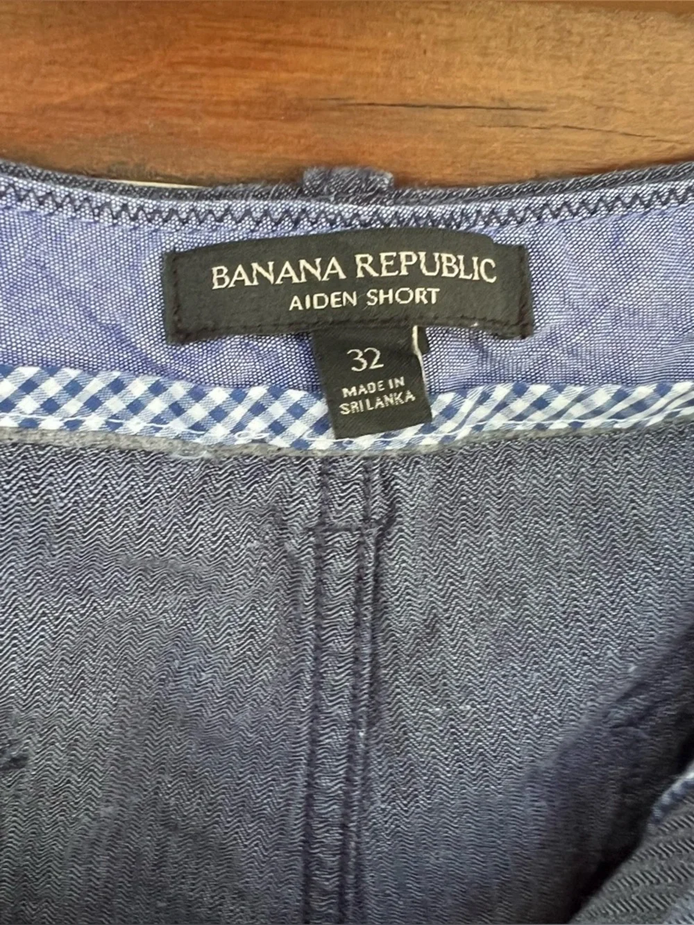 Banana Republic Navy Pinstripe Linen Cotton Blend Flat Front Chino Shorts W32